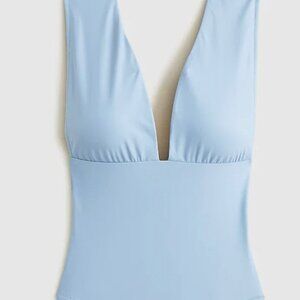 NWT J.Crew Women's V-Neck One-Piece Swimsuit Blue Mist Size 8